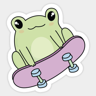 Kawaii Skateboarding Frog Sticker